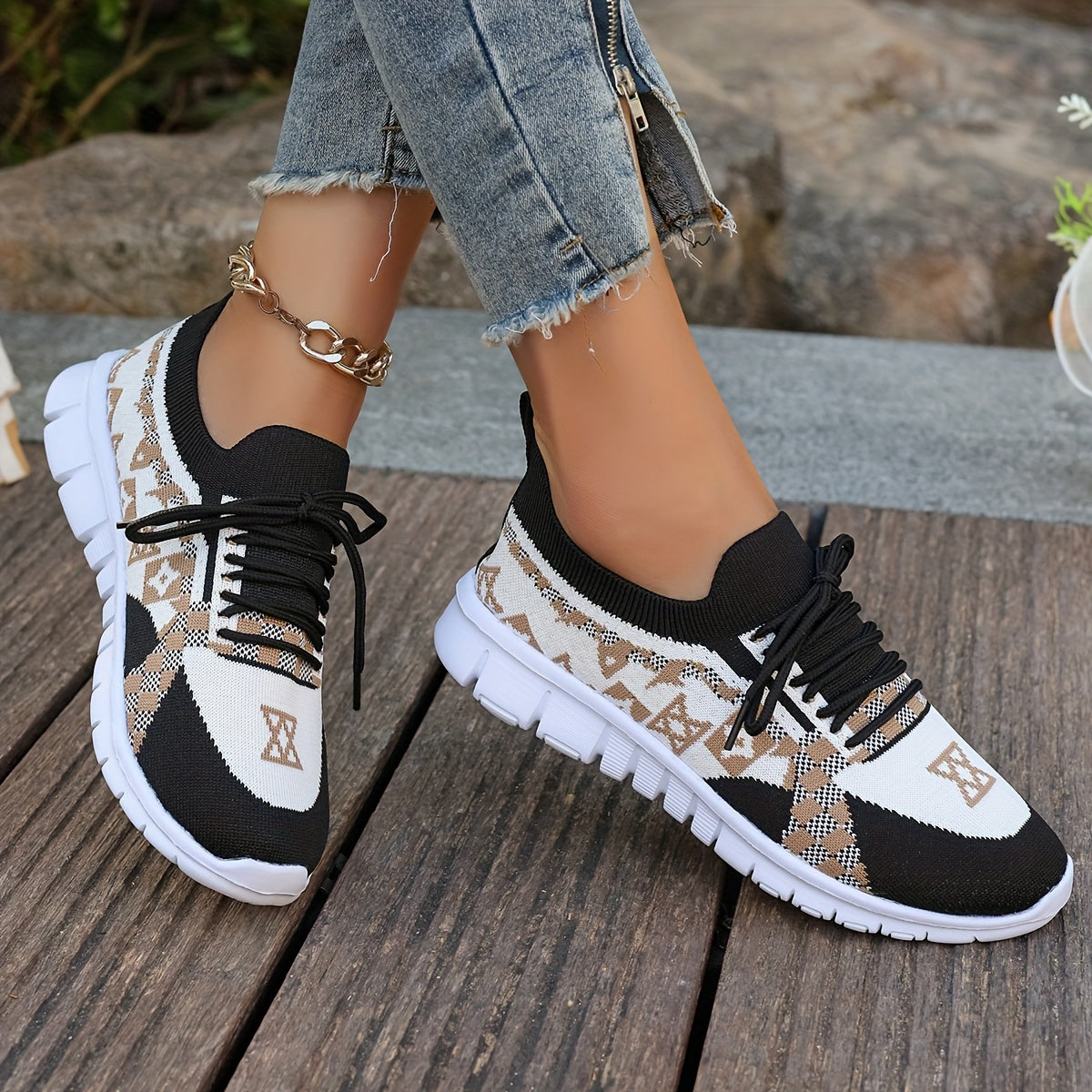 Women's Casual Sneakers Comfort Sport Shoes Fabric Knit Breathable Slip-On All-Season Walking Flats - EVA Sole Non-Slip Athletic Running Footwear - Taizhou North America & Europe Exclusive