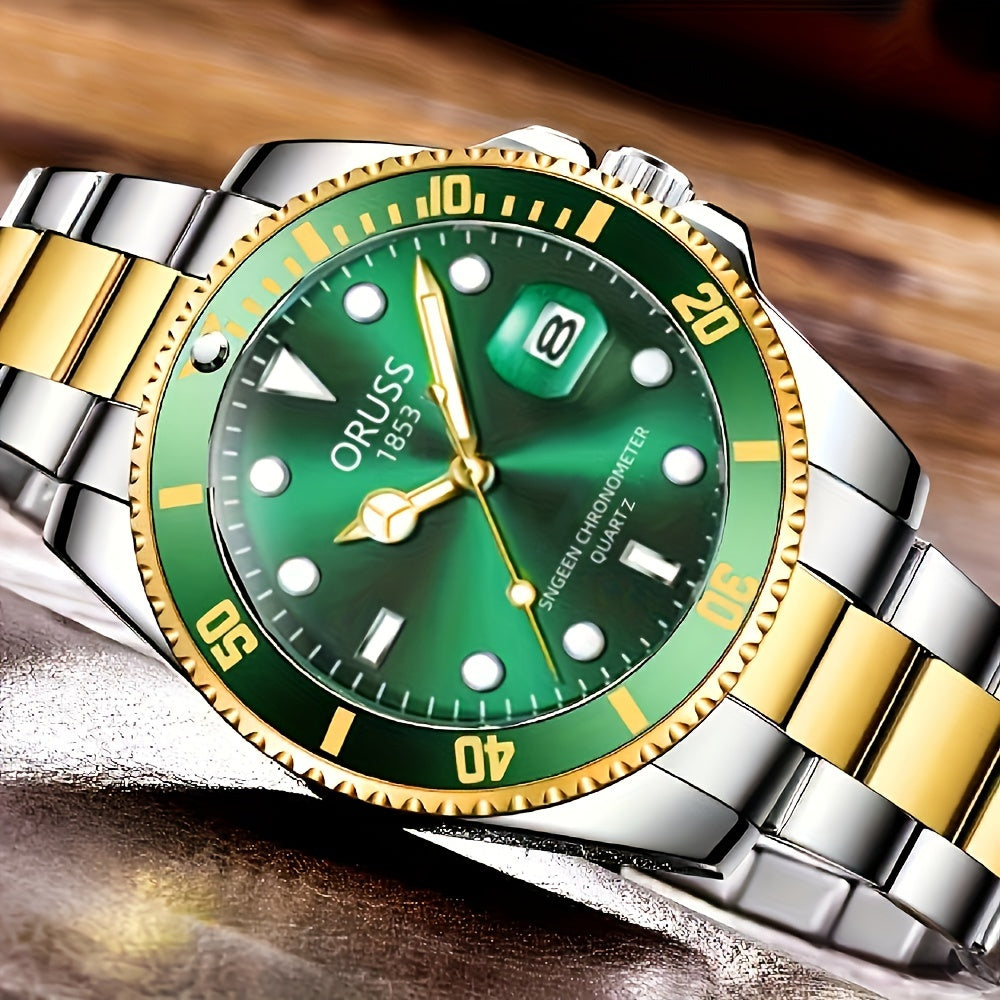 Authentic New Style Temperament Golden Watch Calendar Watch Men's Watch Men's Watch Korean Version Trendy Model