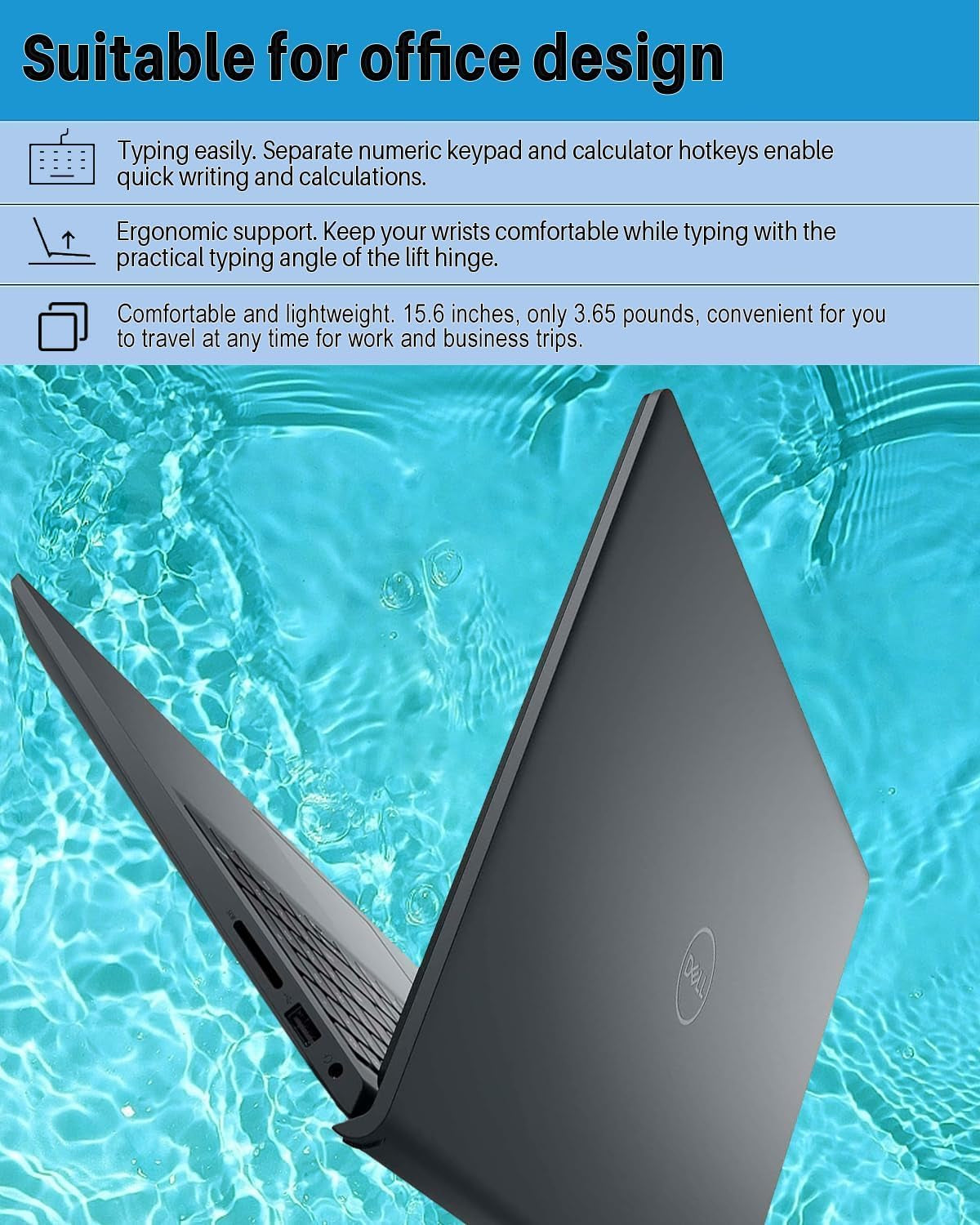 Dell Inspiron 15 3520 Laptop for Business, with Office Pro Lifetime License, 15.6" FHD+ Touch Screen, Intel 10-Core I5-1235U, 32 GB RAM, 1 TB SSD, Windows 11 Pro, Wi-Fi 6, W/Jawfoal Accessories