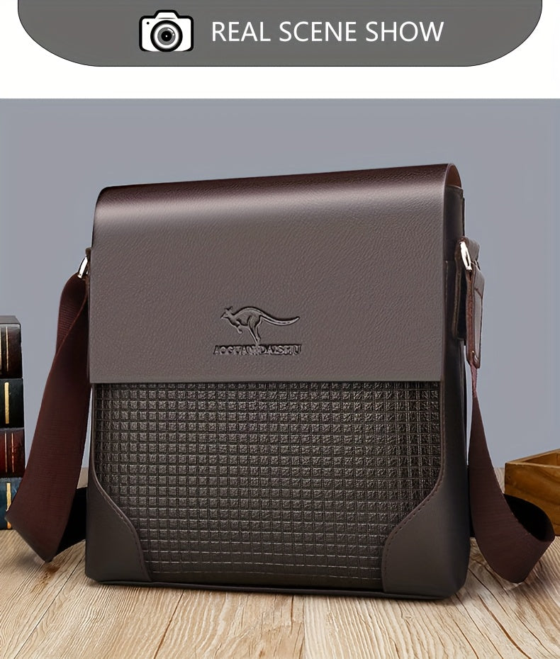 Men'S Stylish Casual Shoulder Crossbody Bag, Small Faux Leather Satchel.