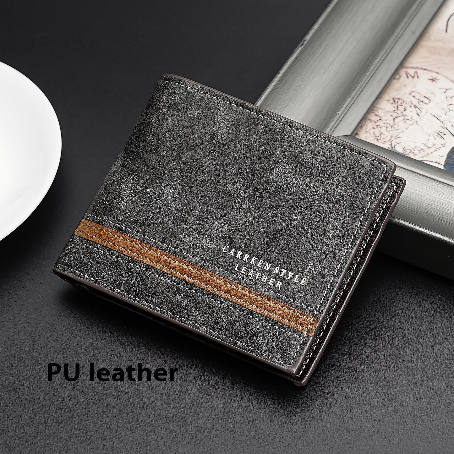 1pc Men's Short Wallet, Fashion Horizontal Multi-card Slots Zipper Coin Purse