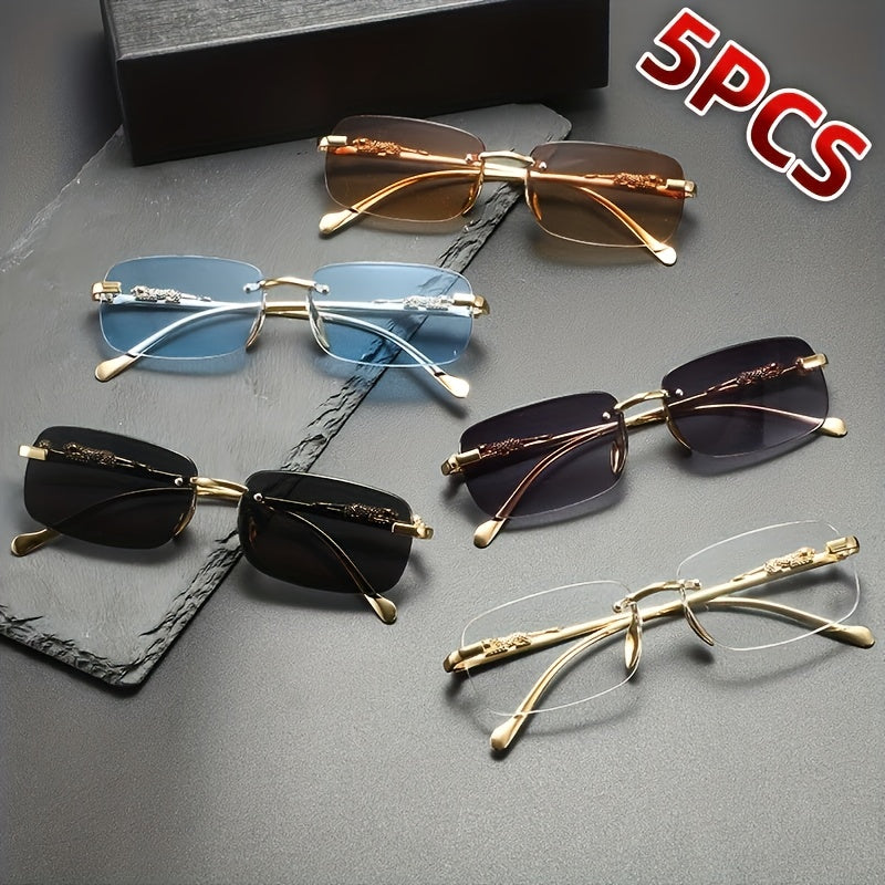 Perfectly stylish leopard-print frameless Men's and Women's glasses, ideal for holiday parties, trips, or as a festive gift, hunting eyewear