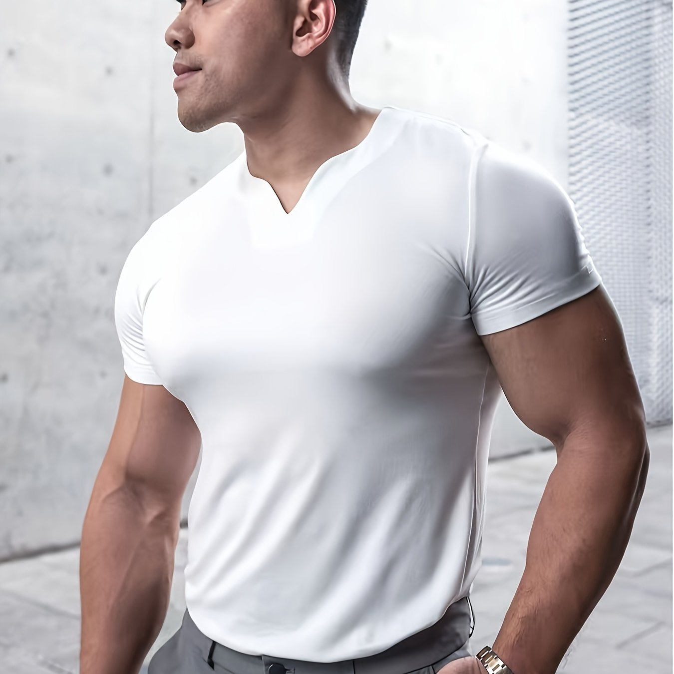 Men's Quick-Dry Gym T-Shirt - Muscle Crew Neck Workout Shirt, Stretch Athletic Tee for Weightlifting, Running, Training - Non-See-Through Muscle Builder Top (Hand Wash/Dry Clean) - Ideal for Gym & Casual Outfits, Gym Shirt, A