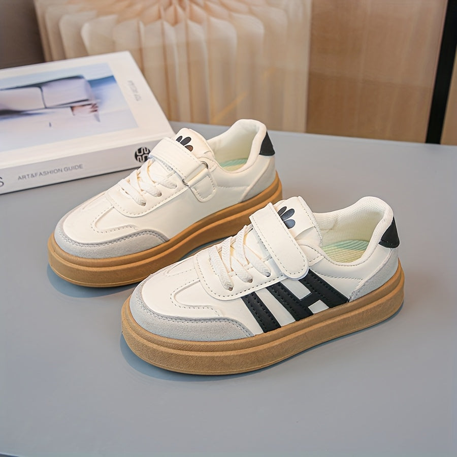 1 pair of Youngsters's spring and autumn new sports shoes, soft soled board shoes for boys and girls, versatile white shoes for girls