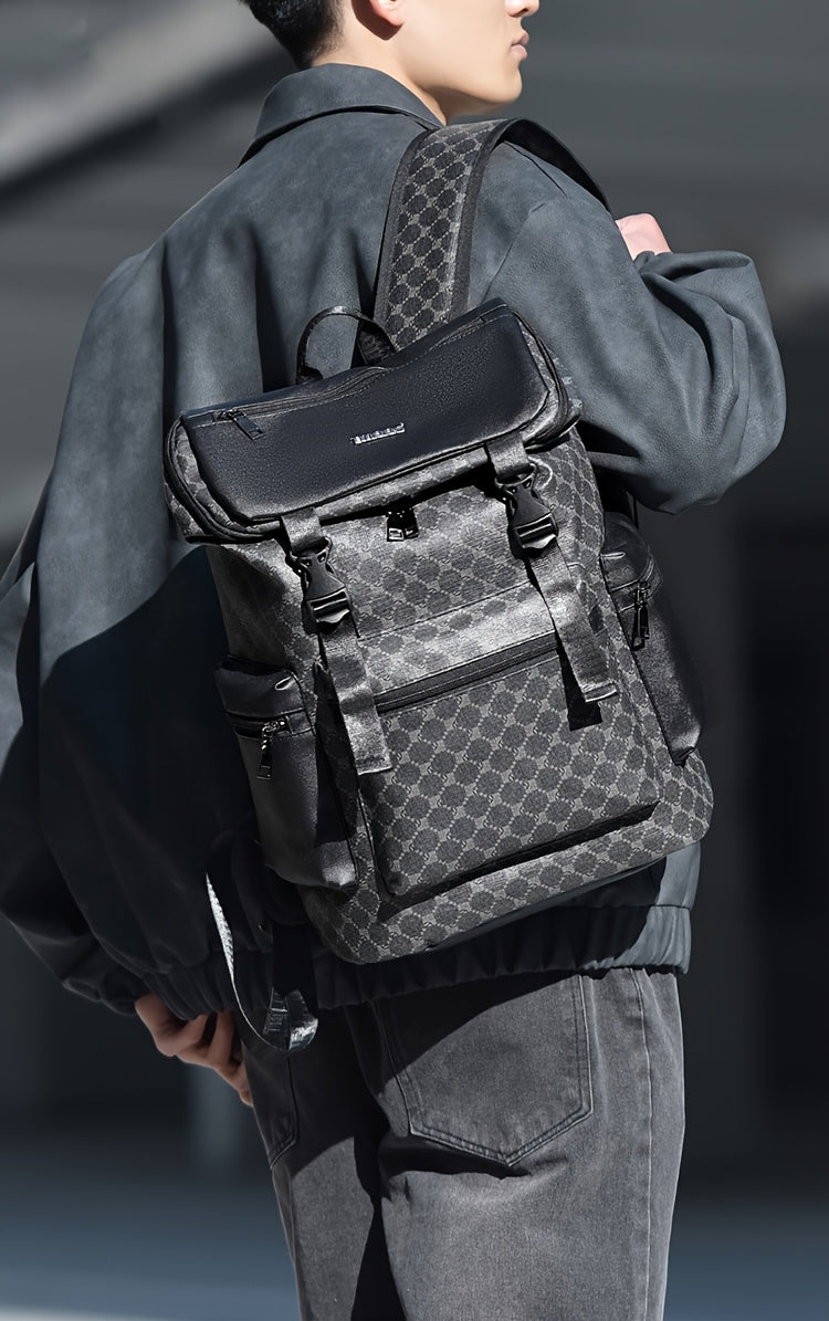 Men'S Stylish Black Backpack with Shark Graphic - Lightweight, Large Capacity, Multi-Functional Shoulder Bag for Travel, Commuting, School - Durable PVC Material, Sports & Fitness Design, Backpack for Travel