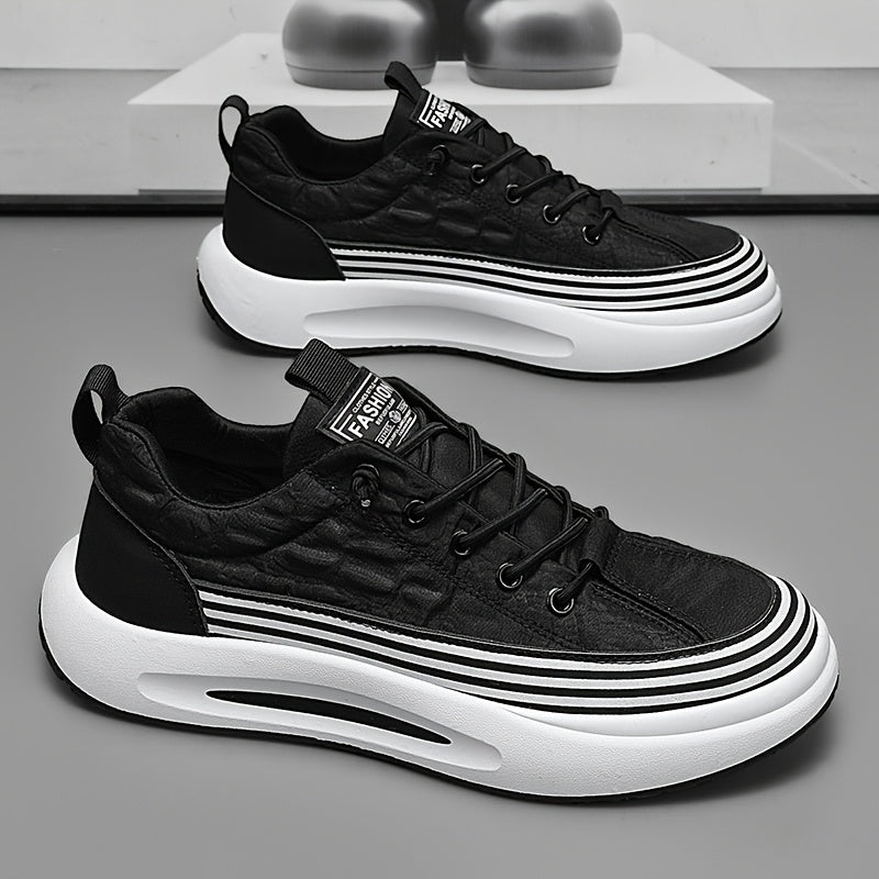 Men's Slip-On Casual Sneakers - Breathable Comfortable Low-Top Shoes with Elastic Panels, PU Upper & PVC Sole for Outdoor Hiking, Running, Daily Wear - All-Season Versatile Streetwear, Hiking Street Shoes, Modern Street Shoes