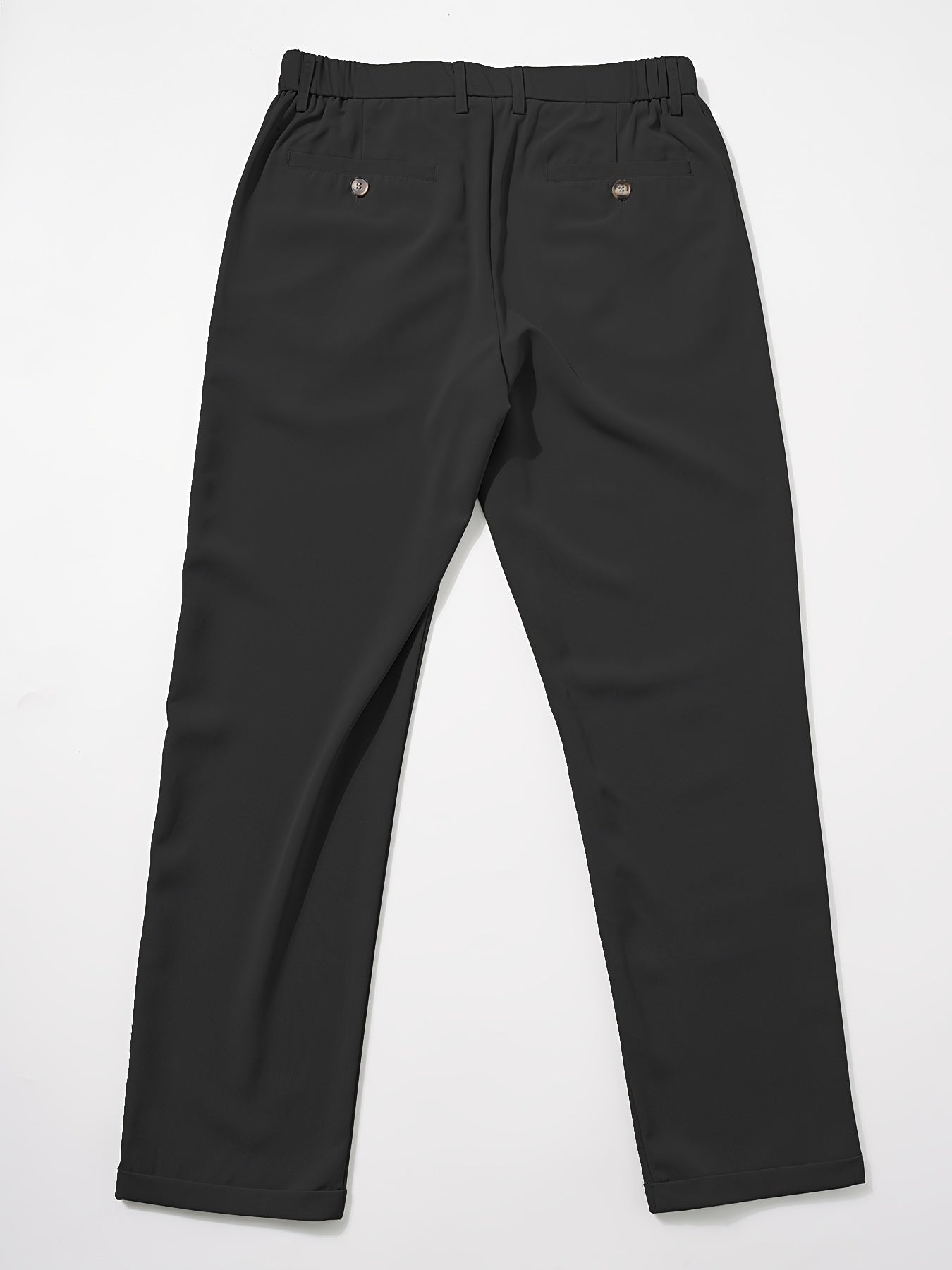 Men's Sleek Solid Color Dress Pants - Polyester, Mid-Rise with Pockets, Ideal for Office & Casual Wear in Spring/Summer, Non-Stretch Fabric