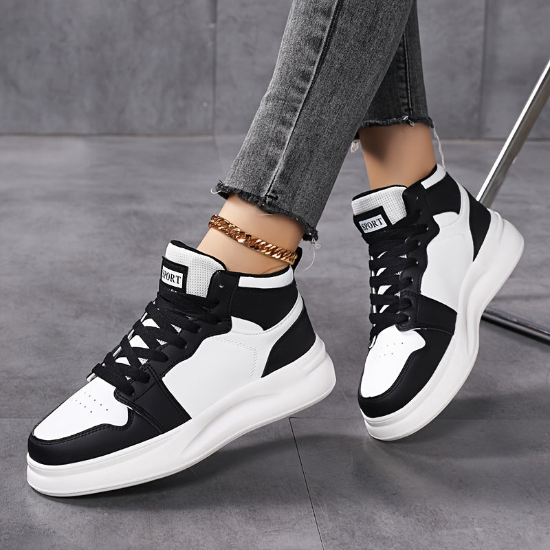 Women's Outdoor Autumn and Winter Thickened Warm Star Pattern Fashionable Versatile Simple High-Top Lace-Up Soft Sole Campus Sneakers for Multi-Purpose Sports and Casual Wear