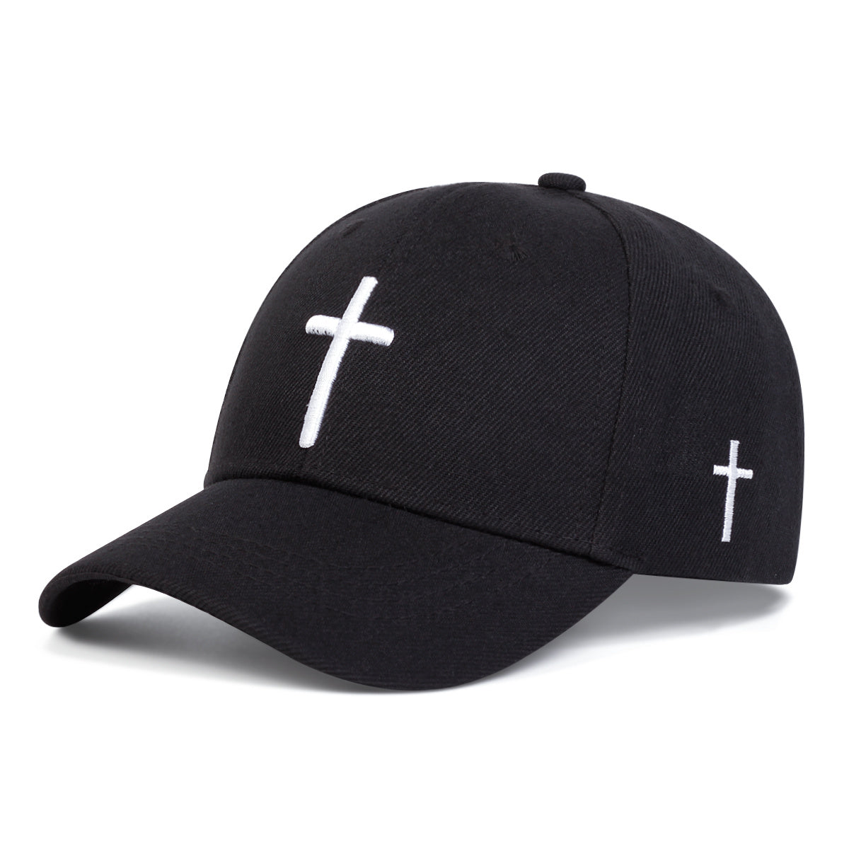 Adjustable Sun Protection Baseball Cap for Boys - Black with White Cross Design, Polyester, Fitted Closure, Ideal for Outdoor Activities, Travel, and Beach, Travel Headgear | Stylish Headgear | Adjustable Headgear