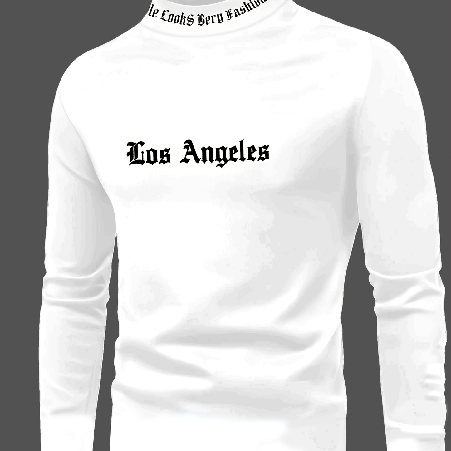 Men'S Long Sleeve Crewneck T-Shirt - Los Angeles Print, Soft Fabric, Casual Fit for Fall Sports & Fitness Activities, Weekend Casual Top | Trendy Casual Style | Smooth Texture Fabric