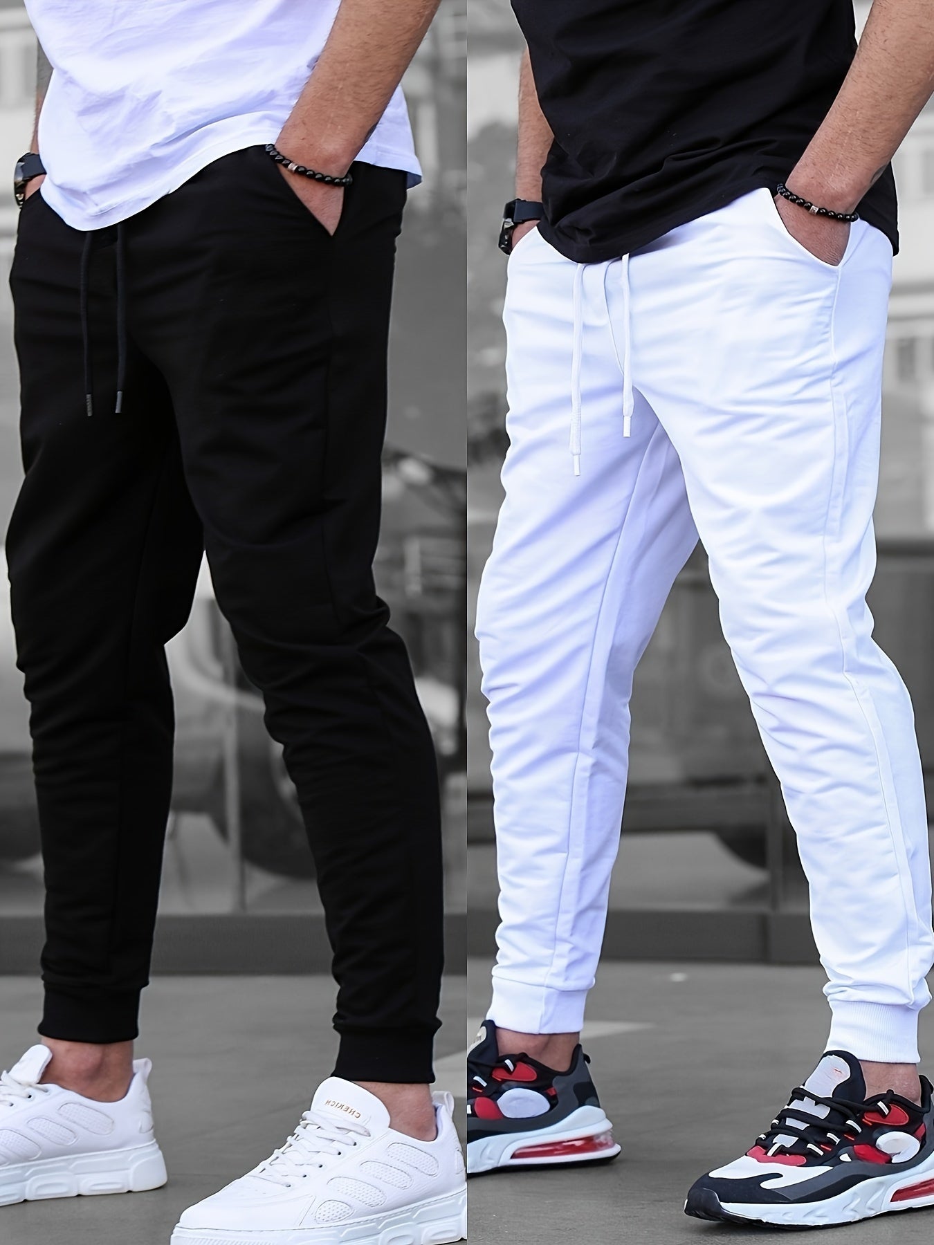 Men's Solid Color Jogger Sports Pants With Drawstrings, Casual Lightweight And Breathable Running Fitness Slim Pants Outdoor Trousers