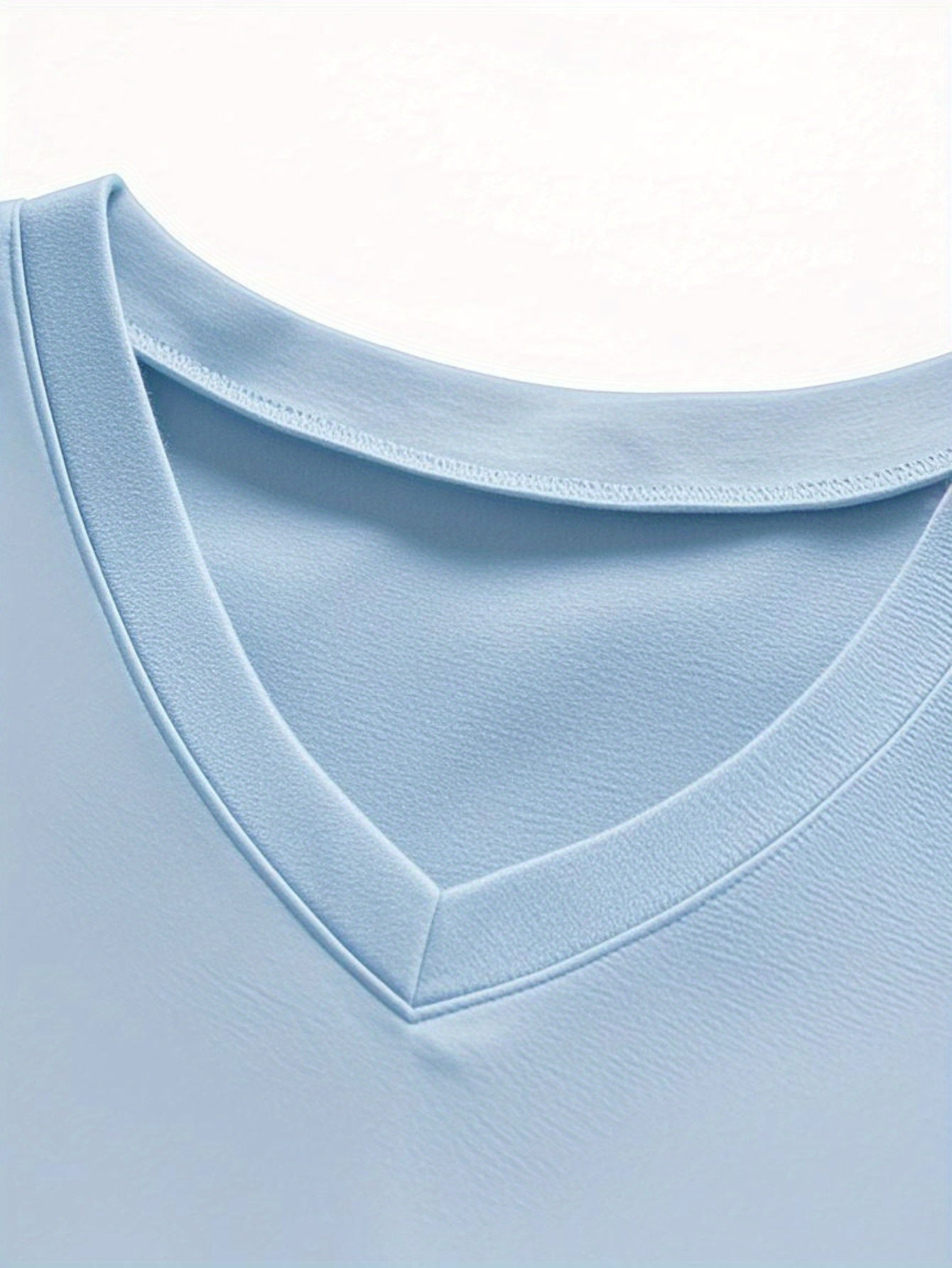 Men's Summer Classic V-Neck Casual T-Shirt - Breathable Regular Fit Short Sleeve Tee, Solid Light Blue for Gym, Outdoor & Casual Attire