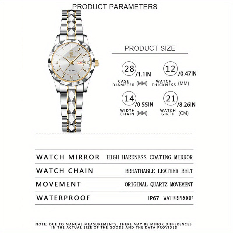 BINBOND Luxury Fashion Calendar Waterproof Women's Quartz Watch