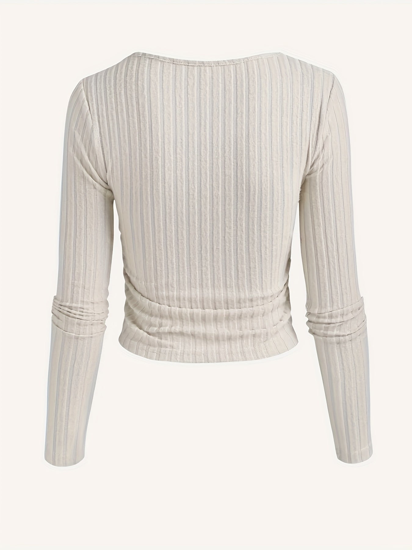 A Stylish Long-sleeved Top With Pleated Details For Women's Casual Sports