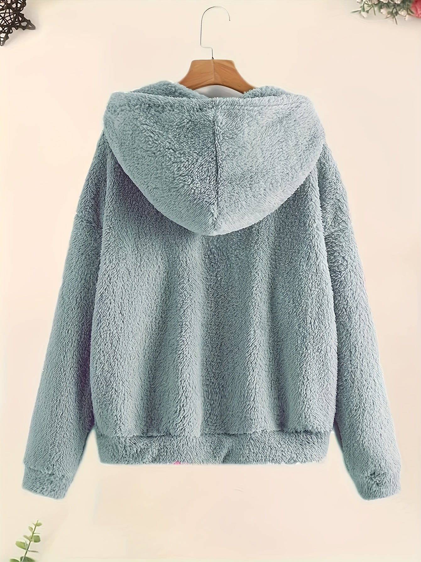 Cozy Fleece-Lined Hooded Jacket for Women - Casual Solid Color with Drawstring, Zip-Up Front, Long Sleeves - Perfect for Fall & Winter