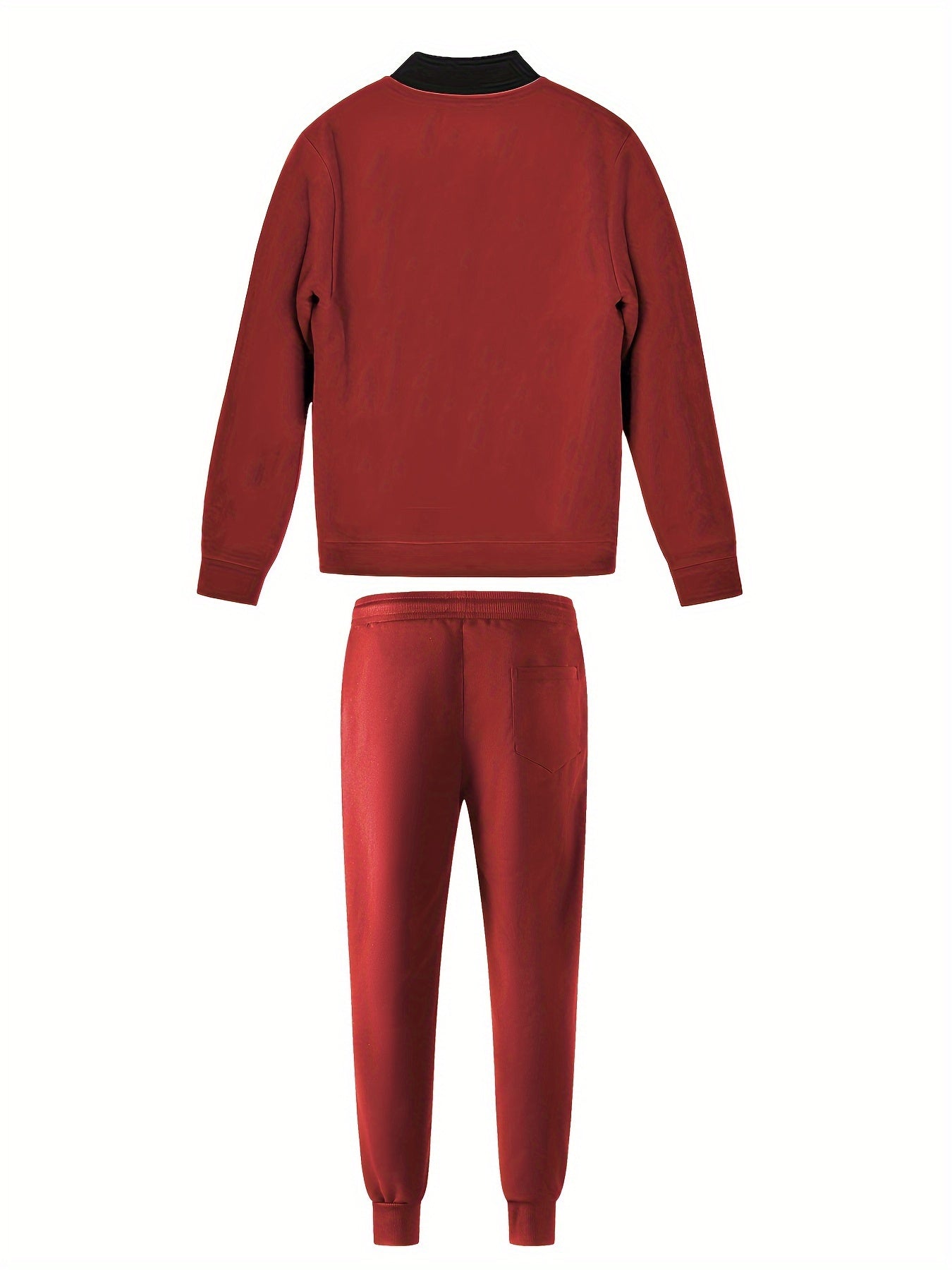Men's Casual Fashion Suit Set - Polyester, Stand Collar Zip-Up Jacket & Drawstring Pants for Spring/Fall