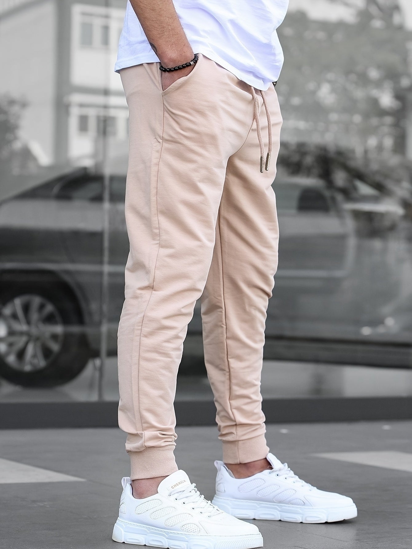 Men's Solid Color Jogger Sports Pants With Drawstrings, Casual Lightweight And Breathable Running Fitness Slim Pants Outdoor Trousers