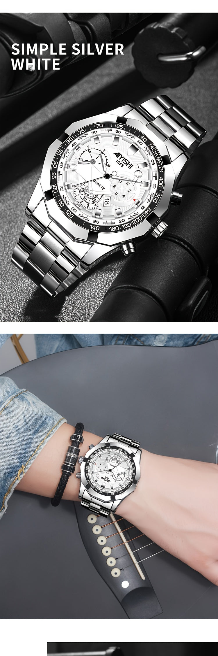 AIYISHI Men's Luxury Business Quartz Watch | | Luminous Hands & Markers | Date Display | Zinc Alloy Case and Band | Analog Dial with Subdials | Ideal for Professional Gifting