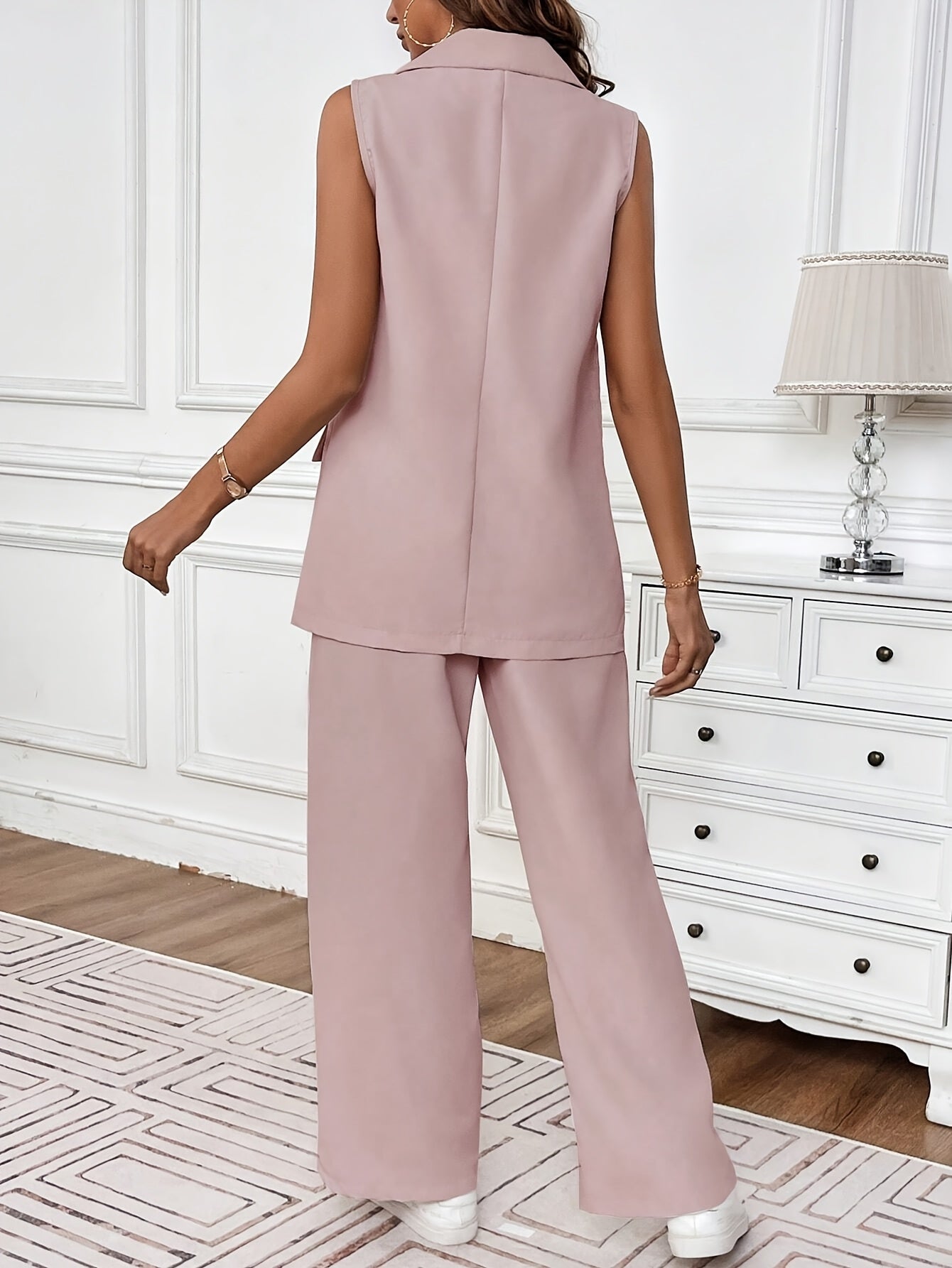 Women's Casual Solid Color Vest and Pants Business Suit