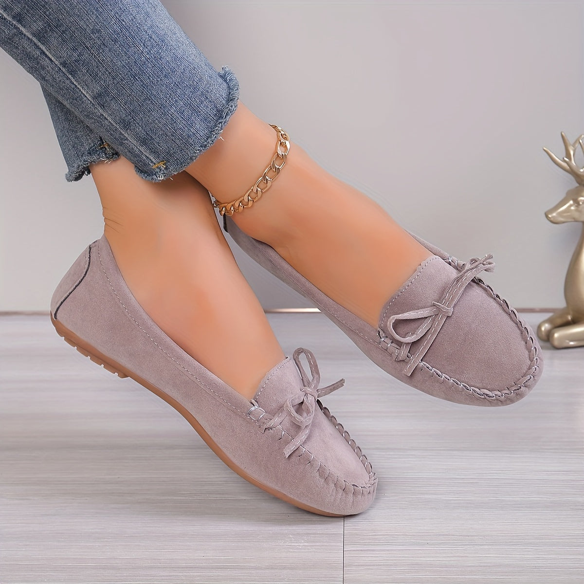 Women's Casual Slip-On Sneakers With Butterfly Knot, Breathable And Lightweight, Rubber Outsole, Fleece Lining, Perfect For Autumn