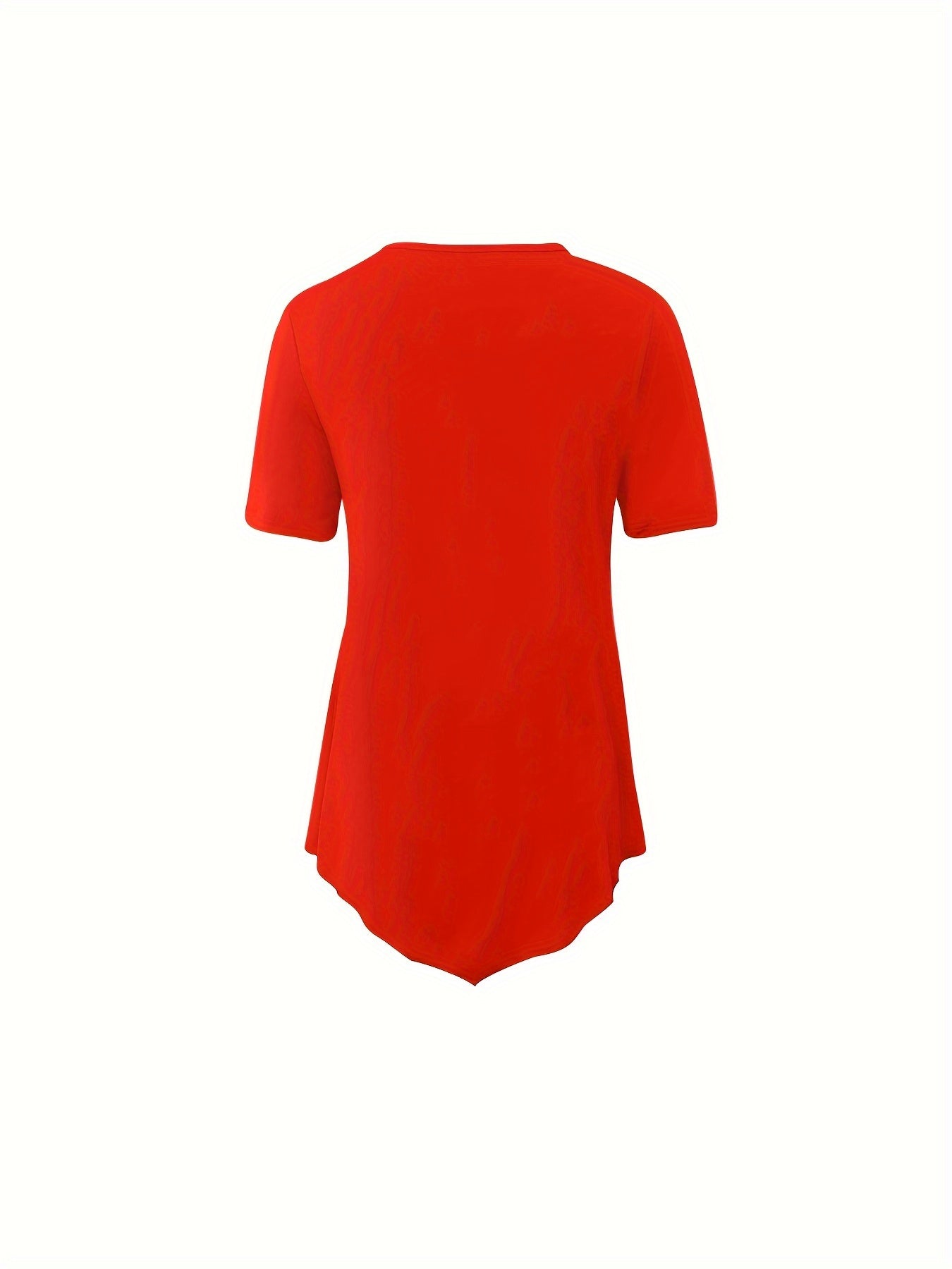 Asymmetrical Hem Crew Neck T-shirt, Short Sleeve Casual Top For Summer & Spring, Women's Clothing