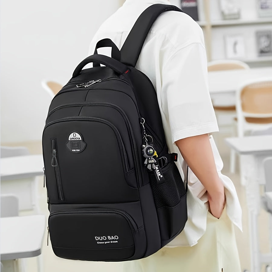 1pc DUO BAO High-Quality Knapsack - Stylish Gray & Black Backpack with 6 Large Compartments, Durable Oxford Fabric, Ideal for School, Travel, and Fitness, Casual Style, Travel Backpack | Stylish Backpack | Durable Backpack