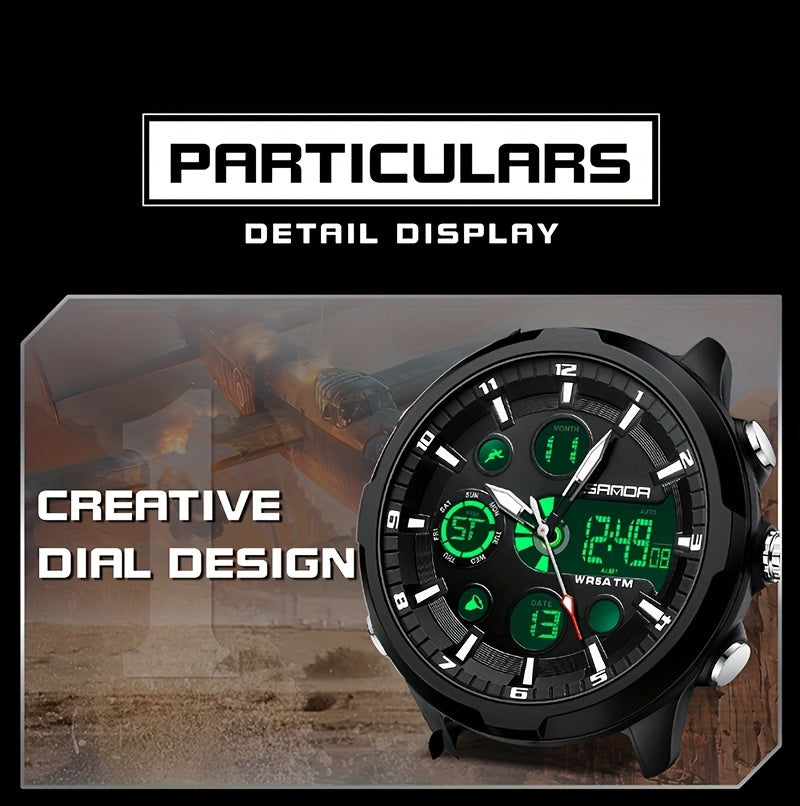 SANDA Men'S Digital Outdoor Sports Wristwatch,Waterproof Multifunctional Chronograph Quartz Watch For Gift Clock 9053