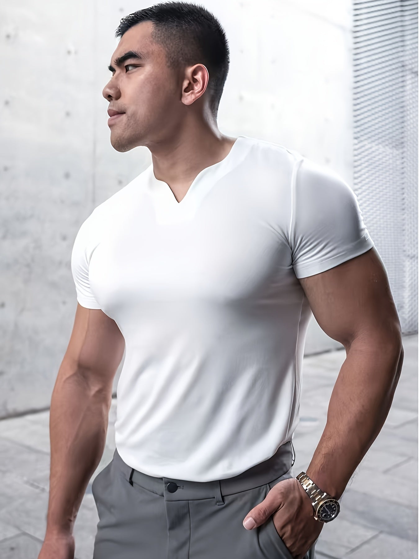 Men's Quick-Dry Gym T-Shirt - Muscle Crew Neck Workout Shirt, Stretch Athletic Tee for Weightlifting, Running, Training - Non-See-Through Muscle Builder Top (Hand Wash/Dry Clean) - Ideal for Gym & Casual Outfits, Gym Shirt, A