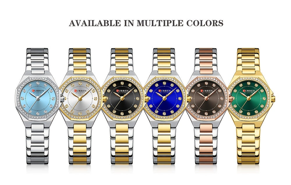 CURREN Women's Elegant Fashion Luxury Rhinestone-Adorned Small Dial Watch - Stainless Steel Band, Zinc Alloy Case,, Analog Display - Ideal for Business & Social Events, Perfect Gift, CURREN