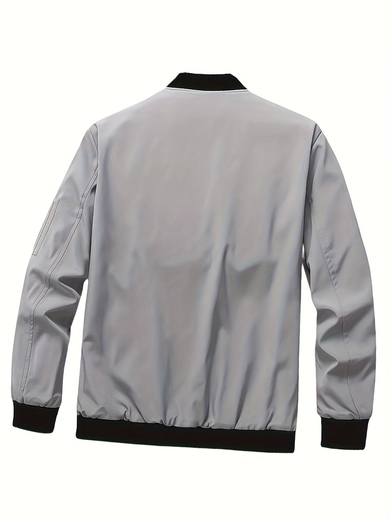 Men'S Casual Bomber Jacket - Maroon Zip-Up Baseball Coat with Black Trim, Long Sleeves, and Front Pockets for Casual Attire, Casual Outerwear | Stylish Casual Jacket | Polyester Lining