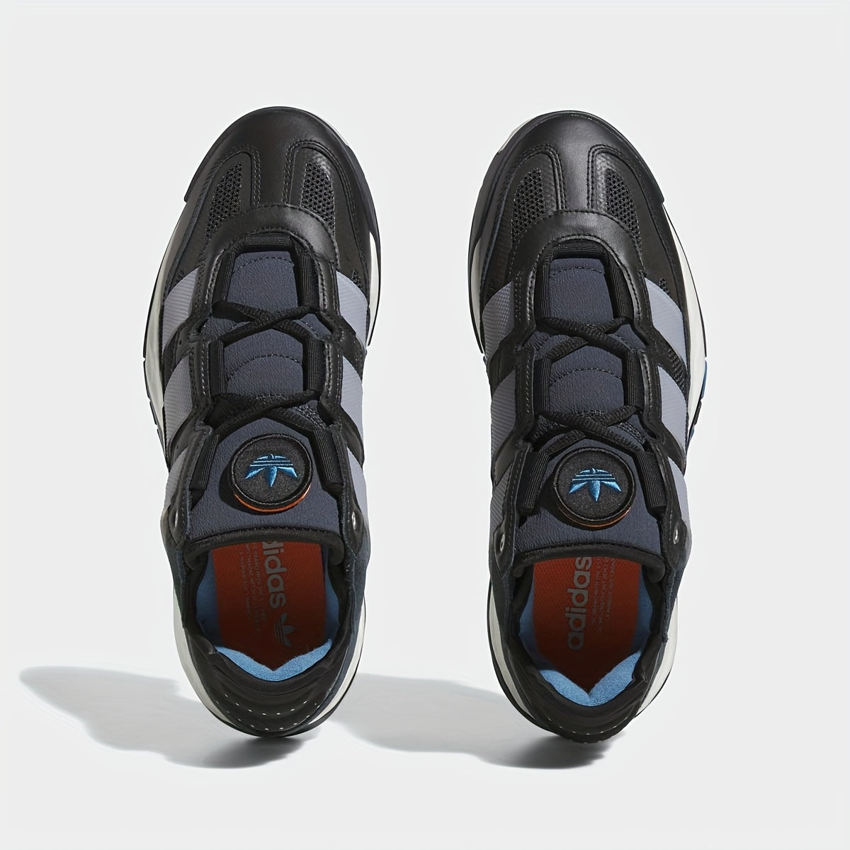 Adidas Niteball Low-Top Sneakers for Men & Women - Striped Casual Shoes with Genuine Leather Upper, Breathable Fabric Lining & Rubber Sole, Black/Blue/Orange Accents (FZ5742), Athletic Footwear, Modern Triptych Design, Durabl