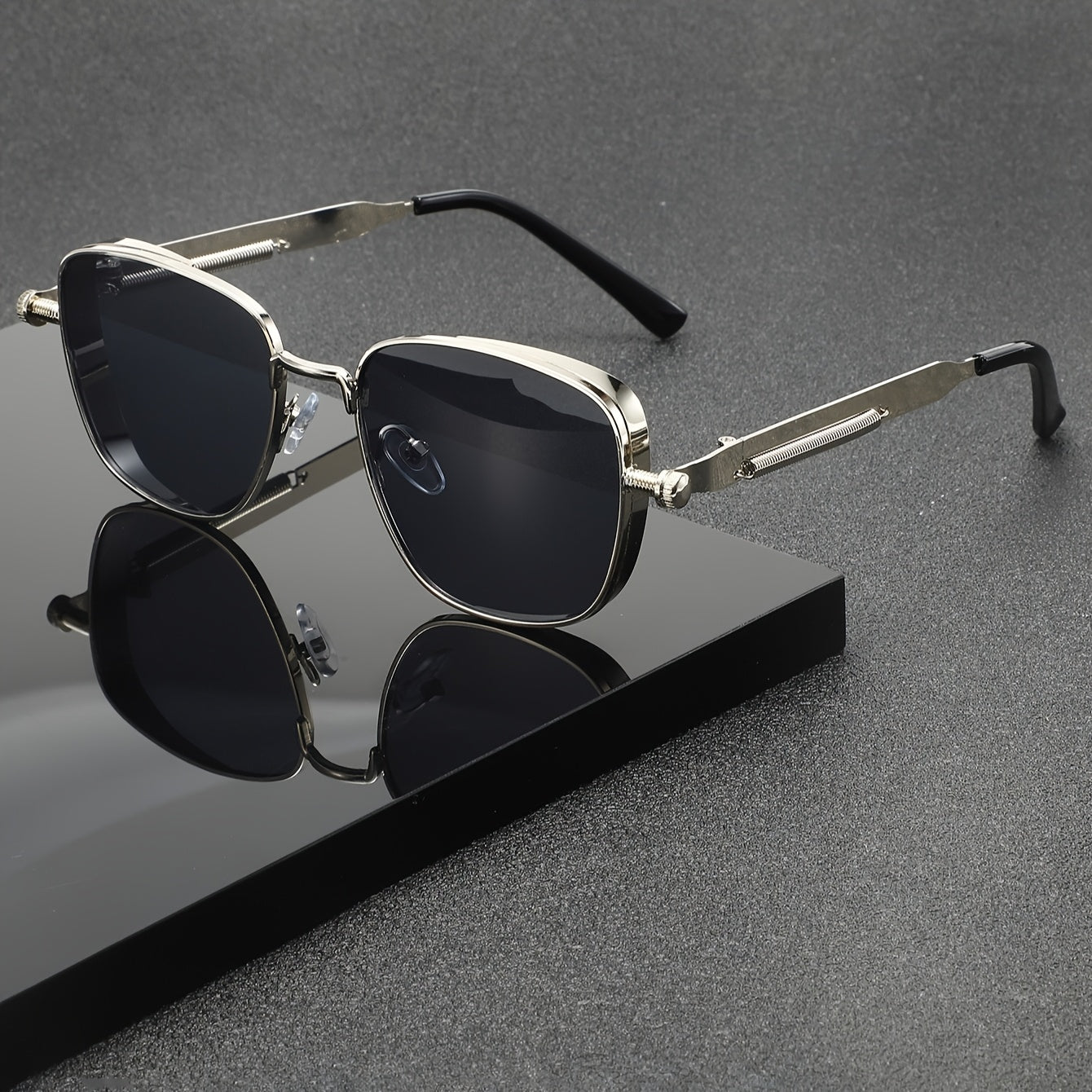 1 retro style, metallic texture, exquisite fashion glasses, unisex decorative dark sheet, suitable for parties and daily wear