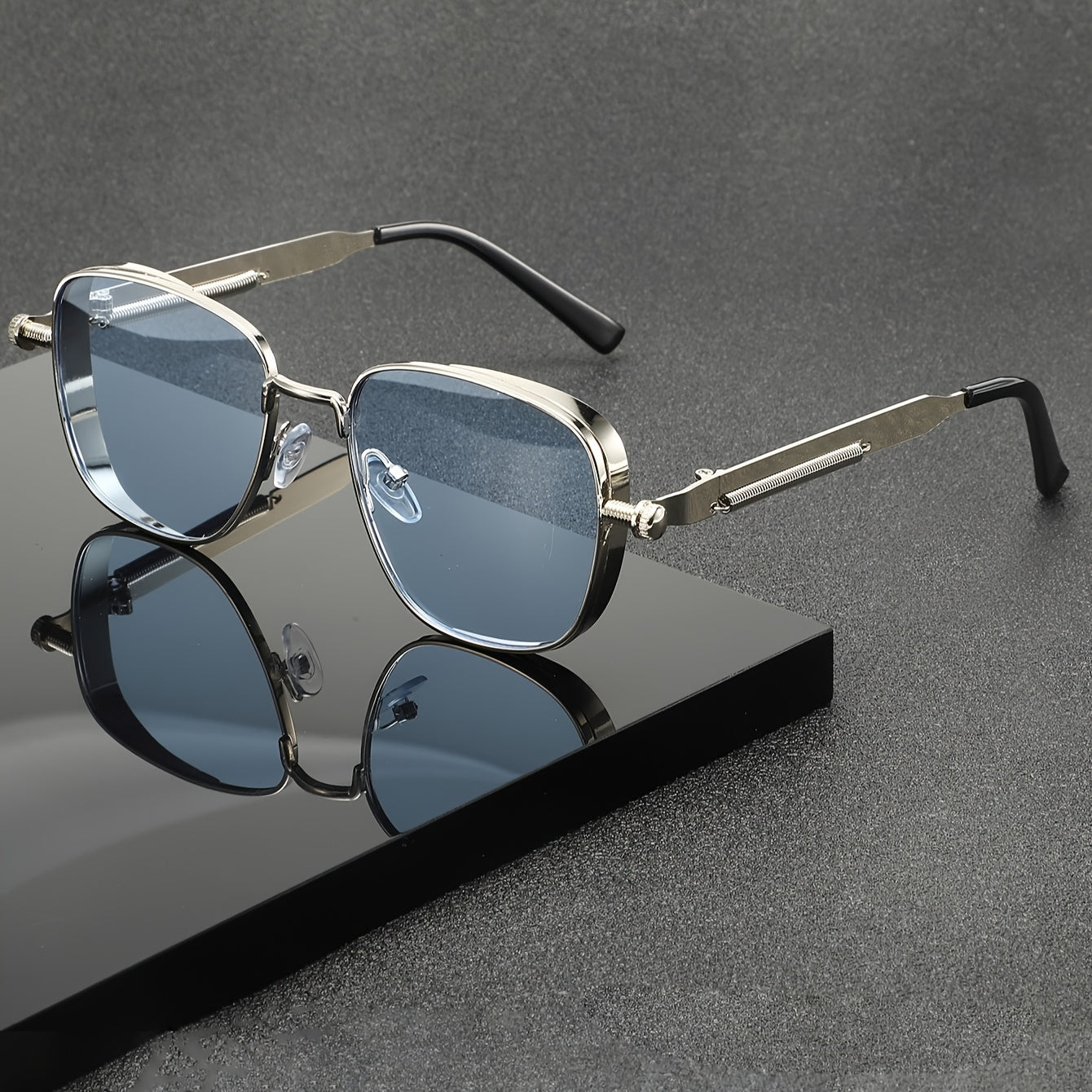 1 retro style, metallic texture, exquisite fashion glasses, unisex decorative dark sheet, suitable for parties and daily wear