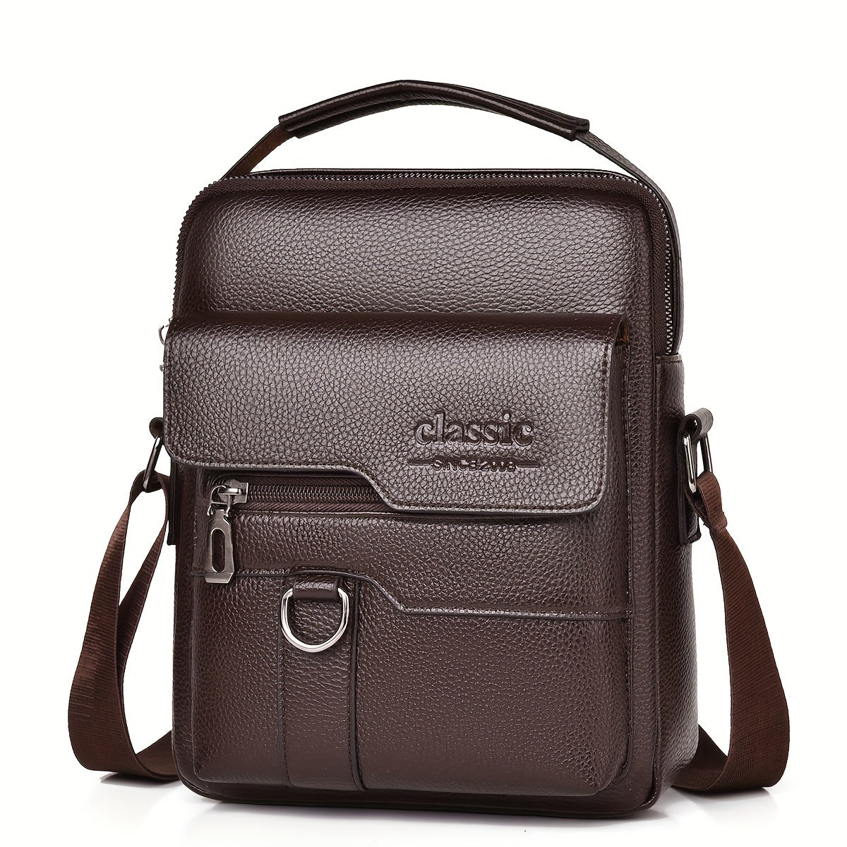 New Men's Crossbody Bag Messenger Bag with Mahogany Pattern Large Capacity Design PU Material Men's Casual Retro Adjustable Shoulder Bag for Going Out Valentine's Day Gift for Husband or Boyfriend