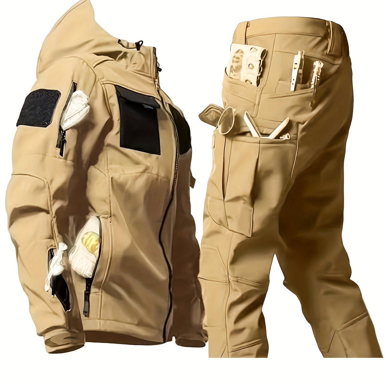 Men's Outdoor Sports Windproof and Plus Velvet Soft Shell Suit