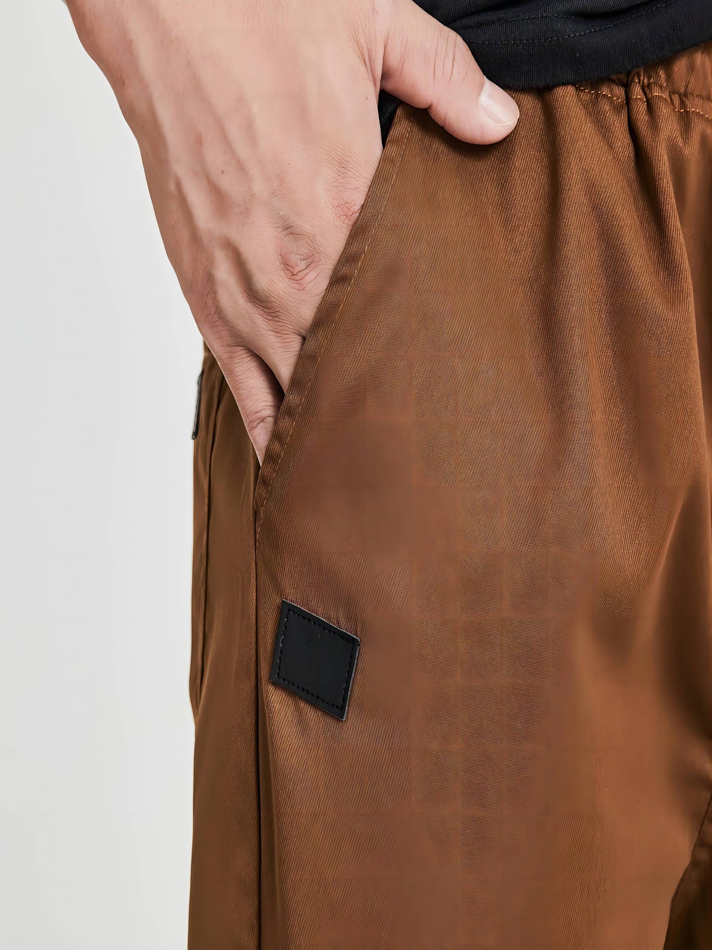 Men's Solid Color Drawstring Cargo Pants - Casual, Loose Fit with Multiple Pockets, Machine Washable