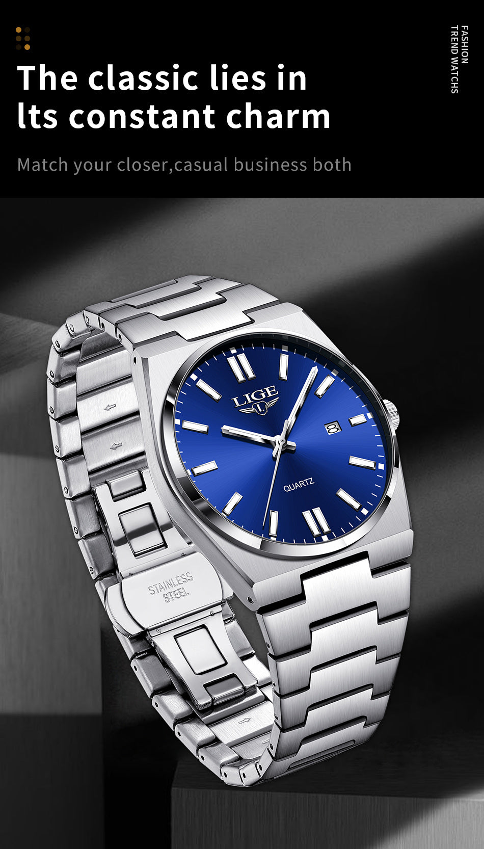 LIGE Stylish Vintage Design Women'S Quartz Timepiece Classic Date Quartz Watch for Men with Luminous Features