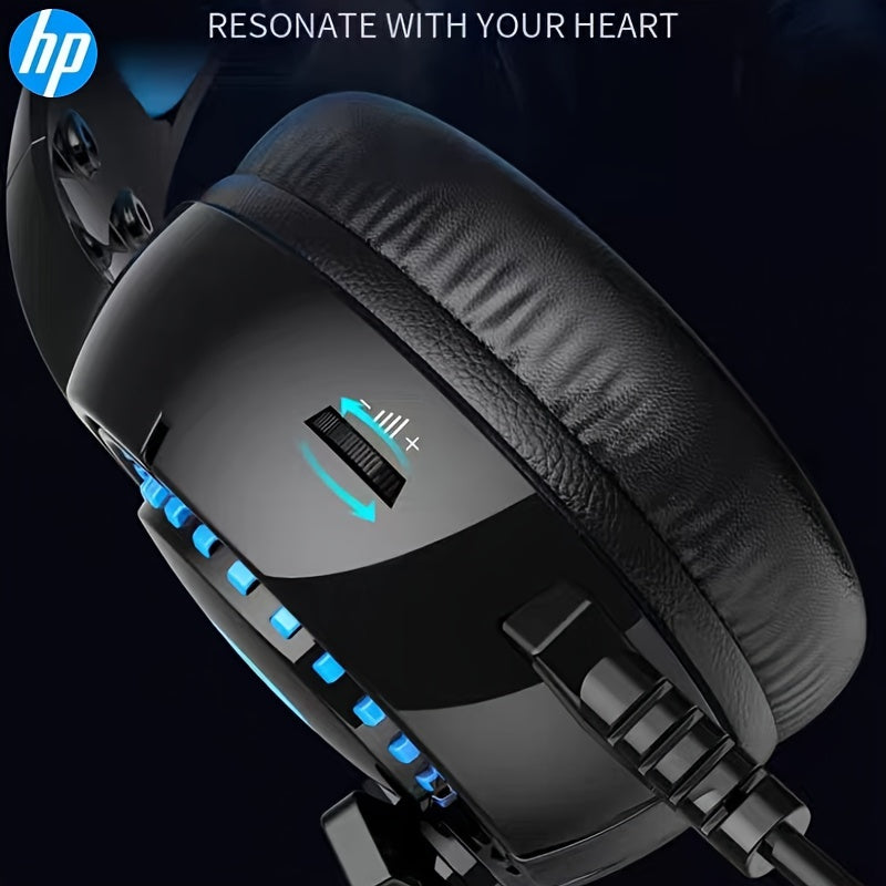 HP Headphone DHE-8011, Desktop Laptop All-In-One Can Be Used, 3.55Mm And Usb Interface, Wired Microphone Game Headset, Cool Light Effect, Noise Reduction, Stereo Sound Effect, Ear Cup Comfortable And Soft, High-End Fashion De