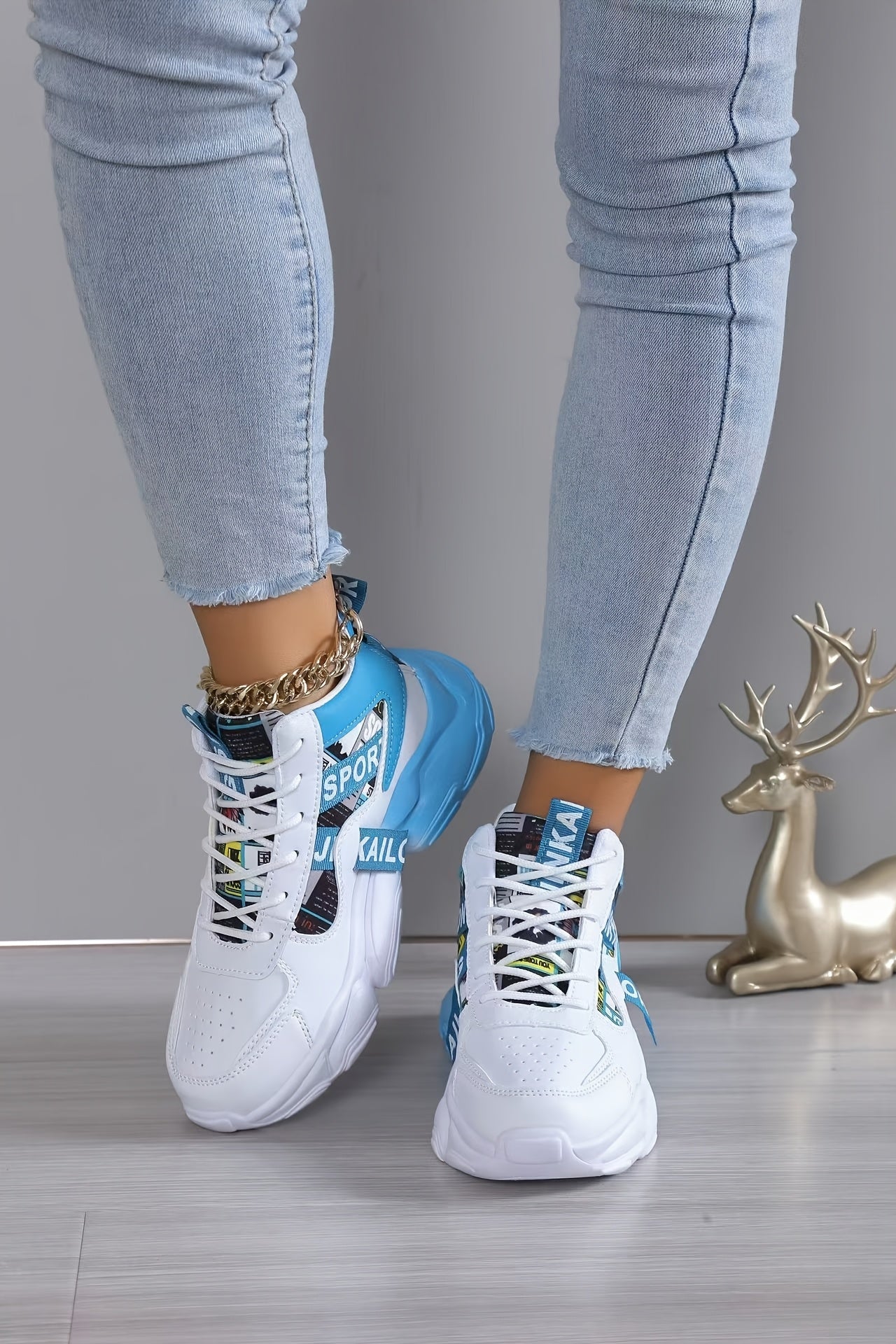 Women's Fashion Thick-Soled Sneakers, Street Style Breathable Casual Shoes for All Seasons