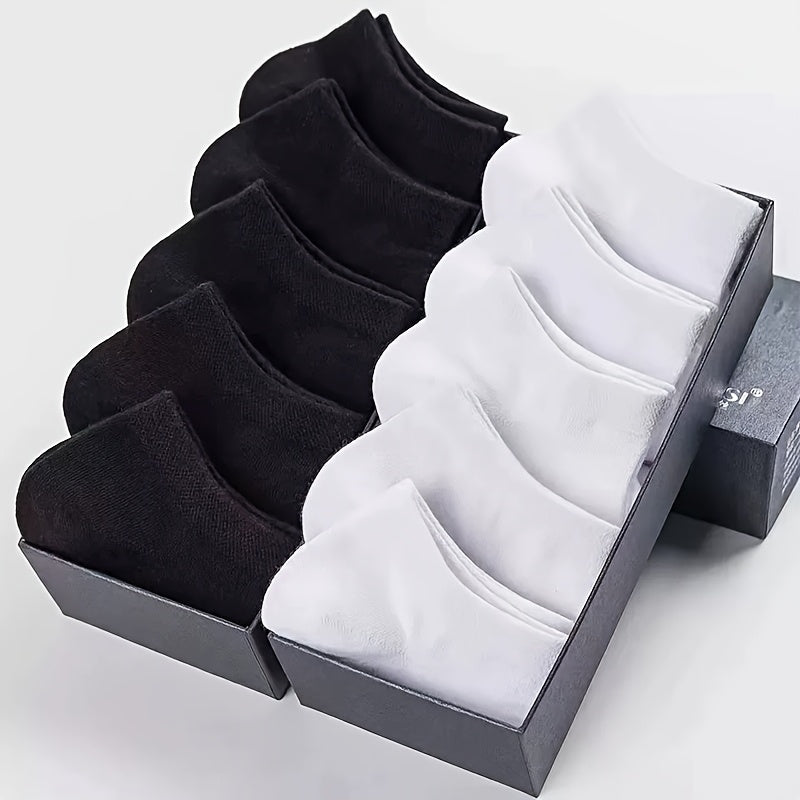 Black and White 10/30 Pairs of Socks - WQ - Unisex Simple Solid Color Versatile Short Socks for Spring and Summer