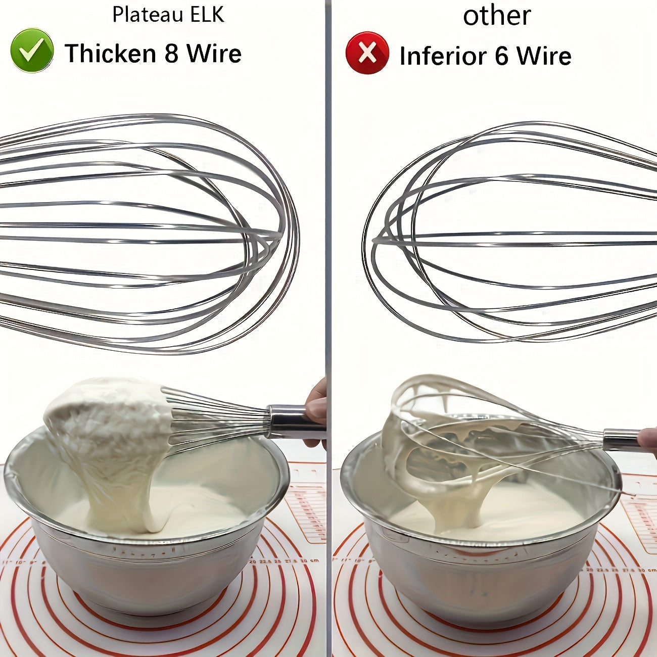 A Set of 3 Stainless Steel Whisks - Manual Kitchen Mixers Suitable for Blending, Whipping, And Stirring - a Bubble Whisk Set Designed for Enhanced Durability, Food-Grade, Easy to Clean, Ergonomic Design - No Batteries Require