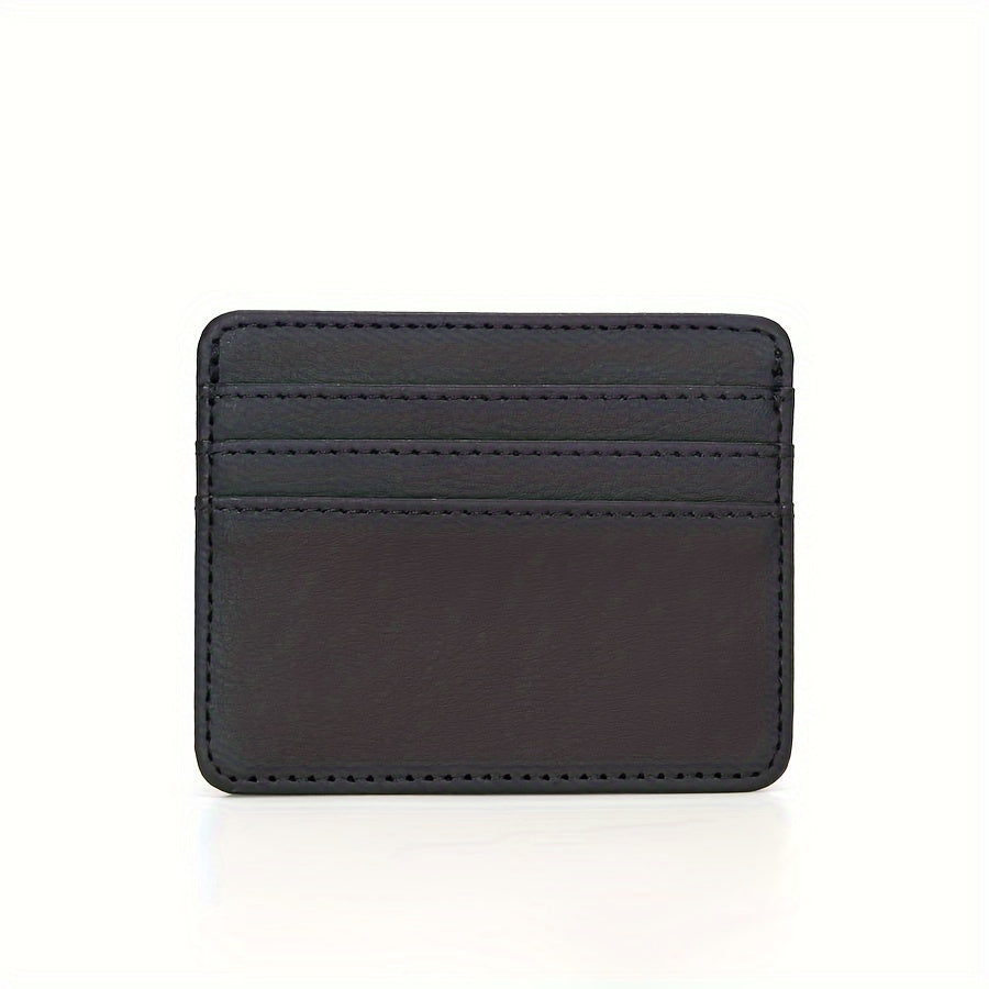 1pc Sleek Black Faux Leather Card Holder - Ultra-Slim, Multi-Slot Design, Compact Wallet with Secure Snap Closure for Everyday Use