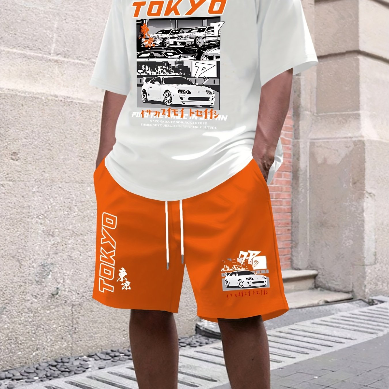 Men's suit short sleeve T-shirt and shorts