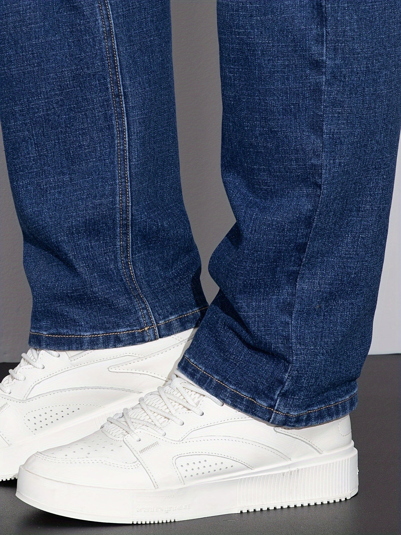 Men's Plus Size Loose Fit Stretchy Cotton Denim Pants, Lightweight Business Casual Jeans For All Seasons