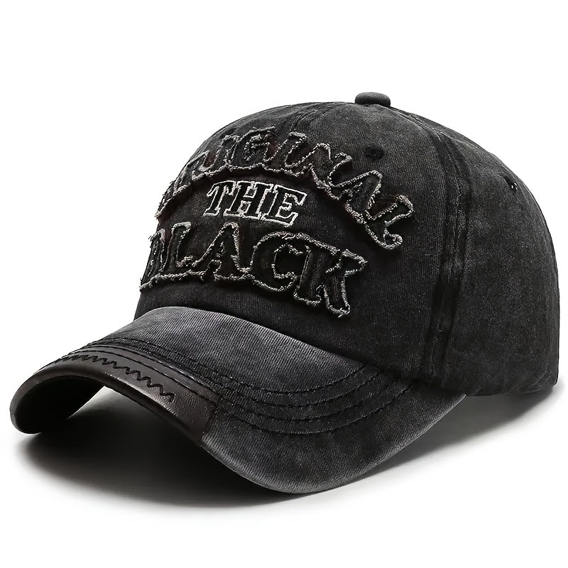 Unisex Baseball Cap THE BLACK Letter Hat Dark Style Visor Outdoor Sports Party Versatile Brimmed Hat Adjustable Size A Great Gift