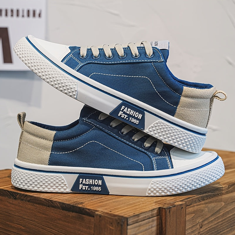 Men'S Breathable Fabric Casual Canvas Shoes, Low-Top Lace-Up Outdoor Sneakers, Trendy Skate Shoes.