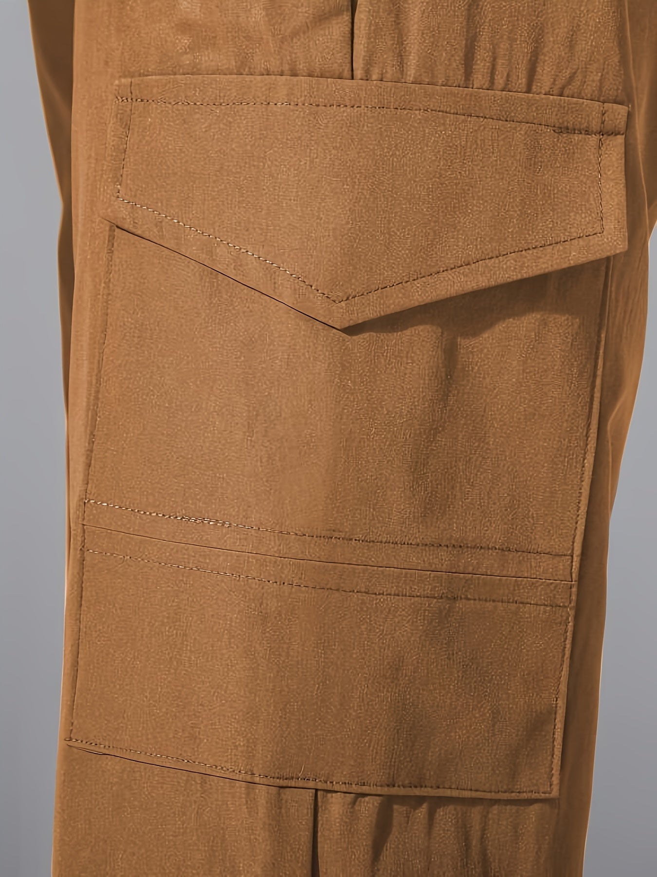Men's Casual Athletic Cargo Pants - Solid Color, Polyester, Machine Washable with Multiple Pockets