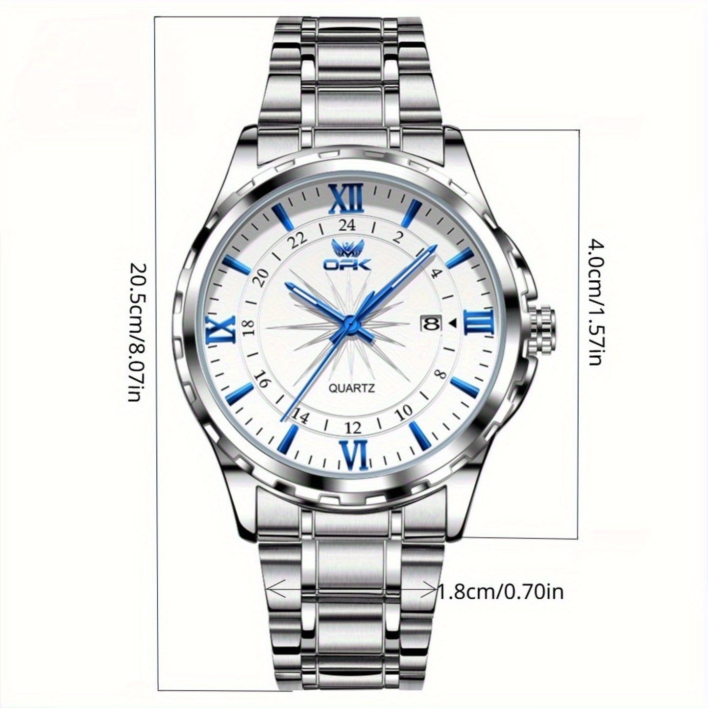 Elegant Luxury Men's Watch with Night Light, Roman Numerals & Date Display - Quartz Movement Stainless Steel Band for Business Casual & Formal Occasions