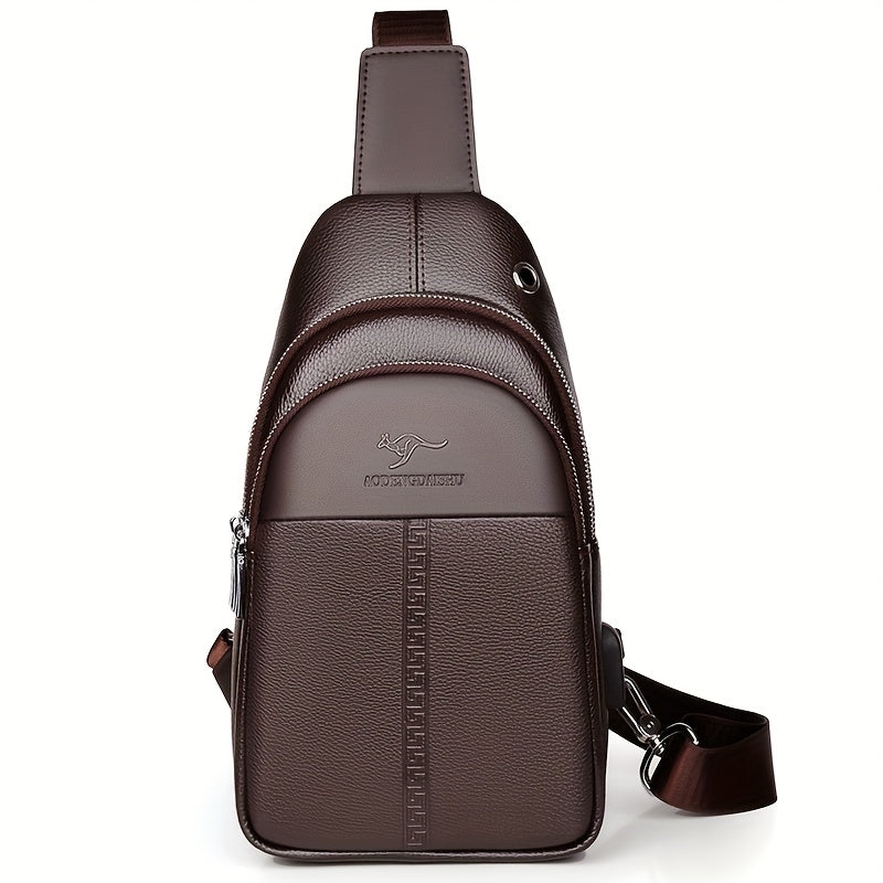 Men's Chest Bag Crossbody Shoulder Bag Small Fanny Pack Fashion Casual PU Leather Men's Satchel