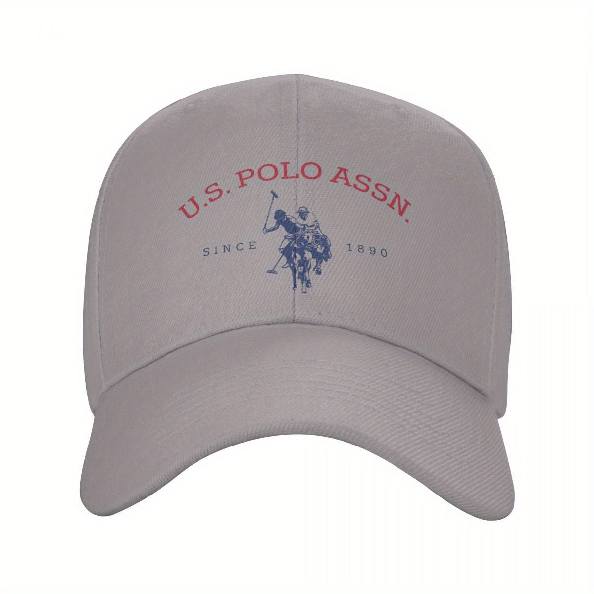 U.S. Polo Assn. Since 1890 - Adjustable Baseball Cap with Sun Protection, Classic Sporty Style, 1pc White Polyester Hat with Red & Blue Print, Perfect for Casual Outdoor Activities, Ideal Gift for Men and Wome